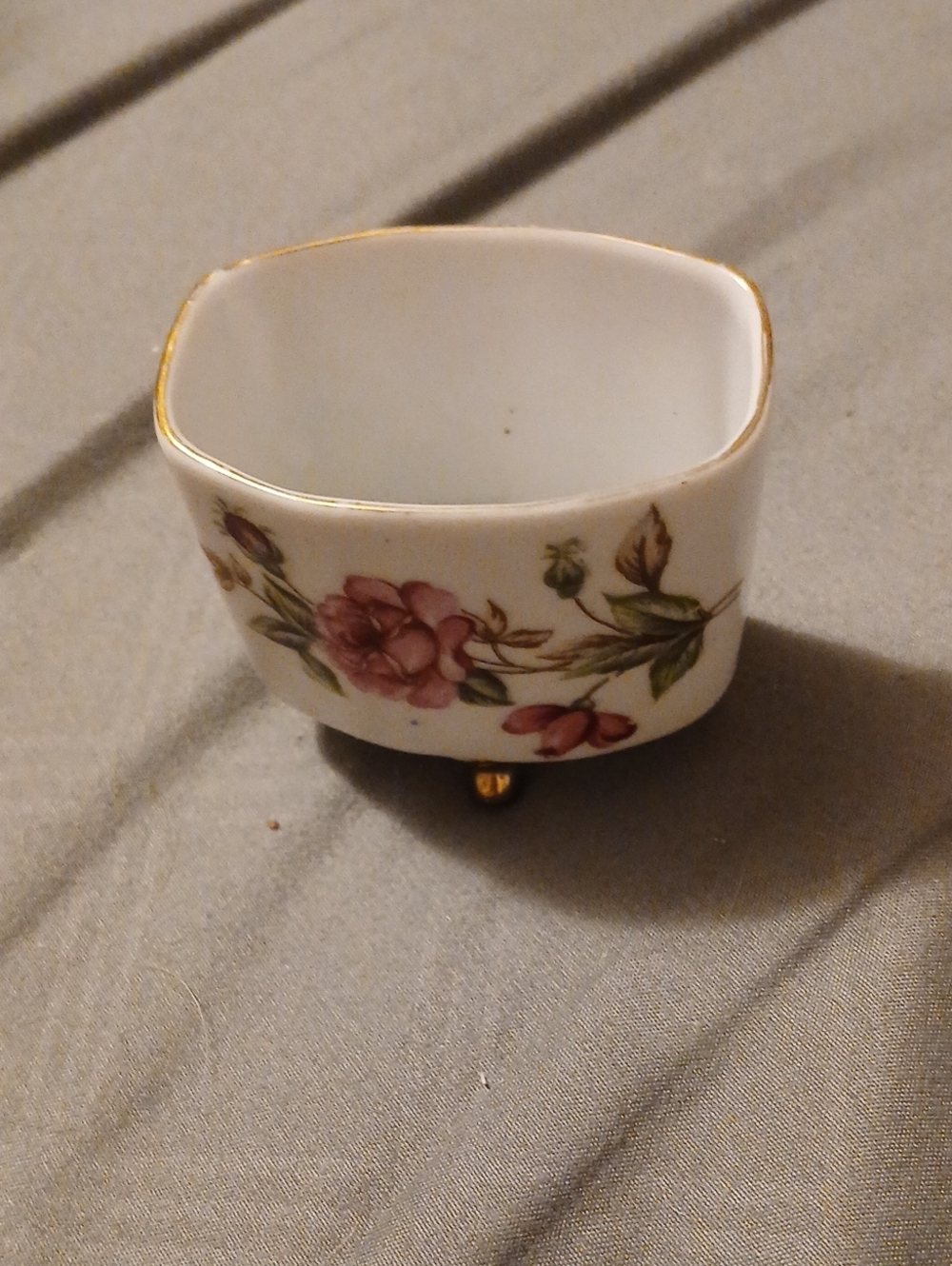 Porcelain Floral Decorative Bowl with Gold Trim